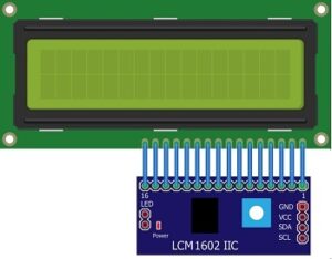 Pinouts of 1602 LCD display with I2C