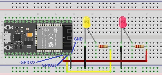 Mounting ESP32 card with two LEDs
