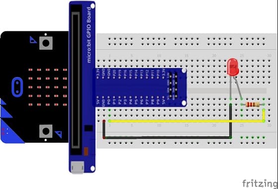 Mounting the Micro:bit board with an LED