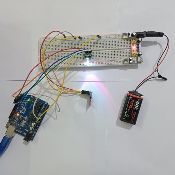Mounting the Arduino UNO board with the ESP8266 Module and RGB LED module