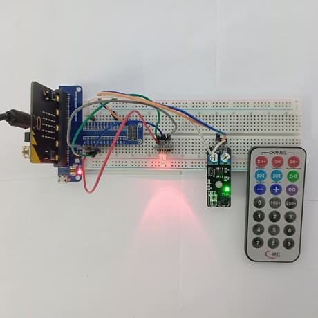 Mounting the Micro:bit board with the KY-032 infrared sensor and LED RGB module