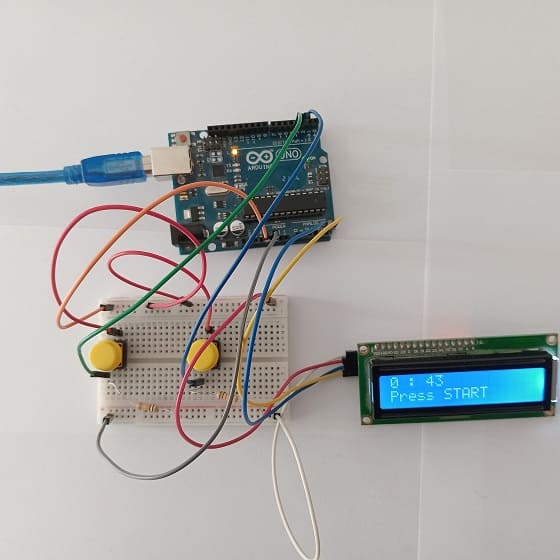 Mounting the Arduino UNO board with the I2C LCD display and push buttons
