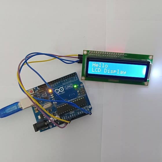 Arduino board wiring diagram with I2C LCD display