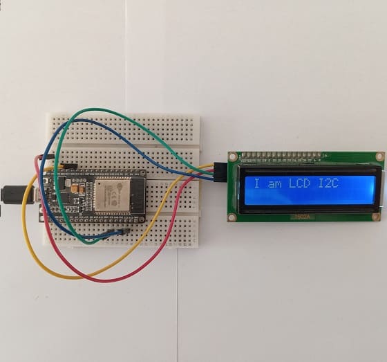 ESP32 board wiring diagram with LCD I2C 1602 display