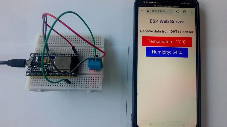 Mounting the ESP32 board with the DHT11 sensor
