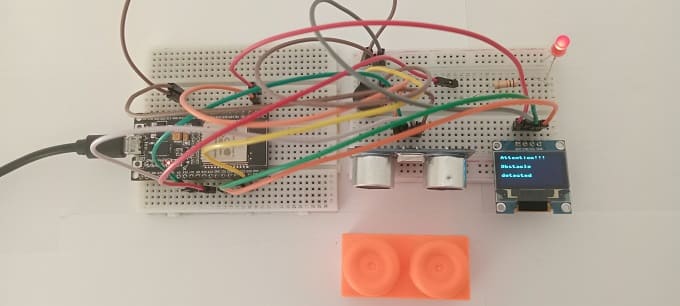 Mounting the obstacle detection system controlled by ESP32 board