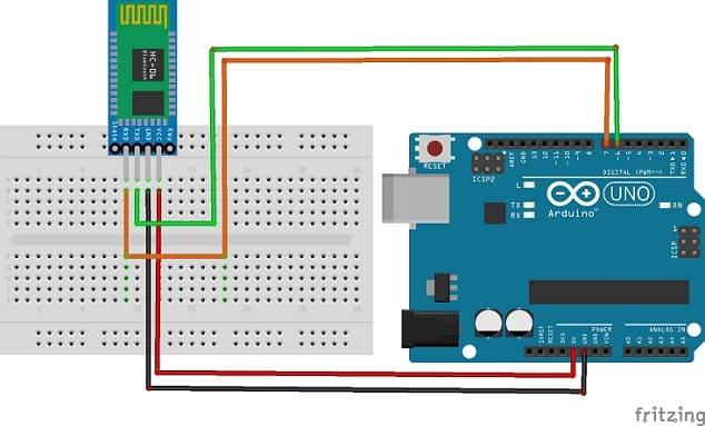 Mounting the Arduino board with HC-06 Bluetooth module