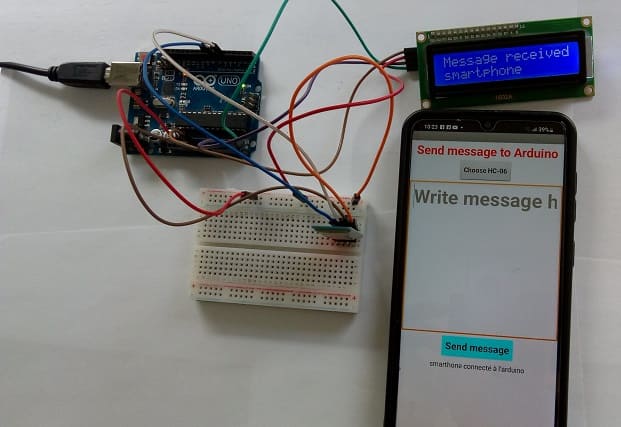 تركيب لوحة الأردوينو مع وحدة البلوتوث HC-06 و شاشة LCD