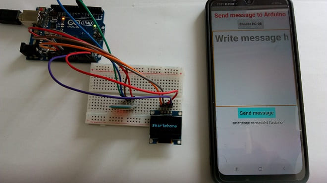 تركيب لوحة الأردوينو مع وحدة البلوتوث HC-06 و شاشة SSD1306