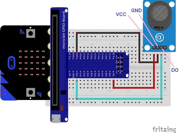 Mounting the Micro:bit board with the MQ-4 sensor