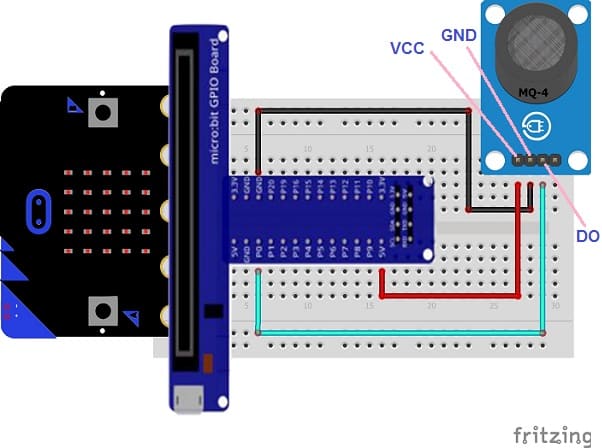 تركيب لوحة المايكروبيت باستخدام المستشعر MQ-4